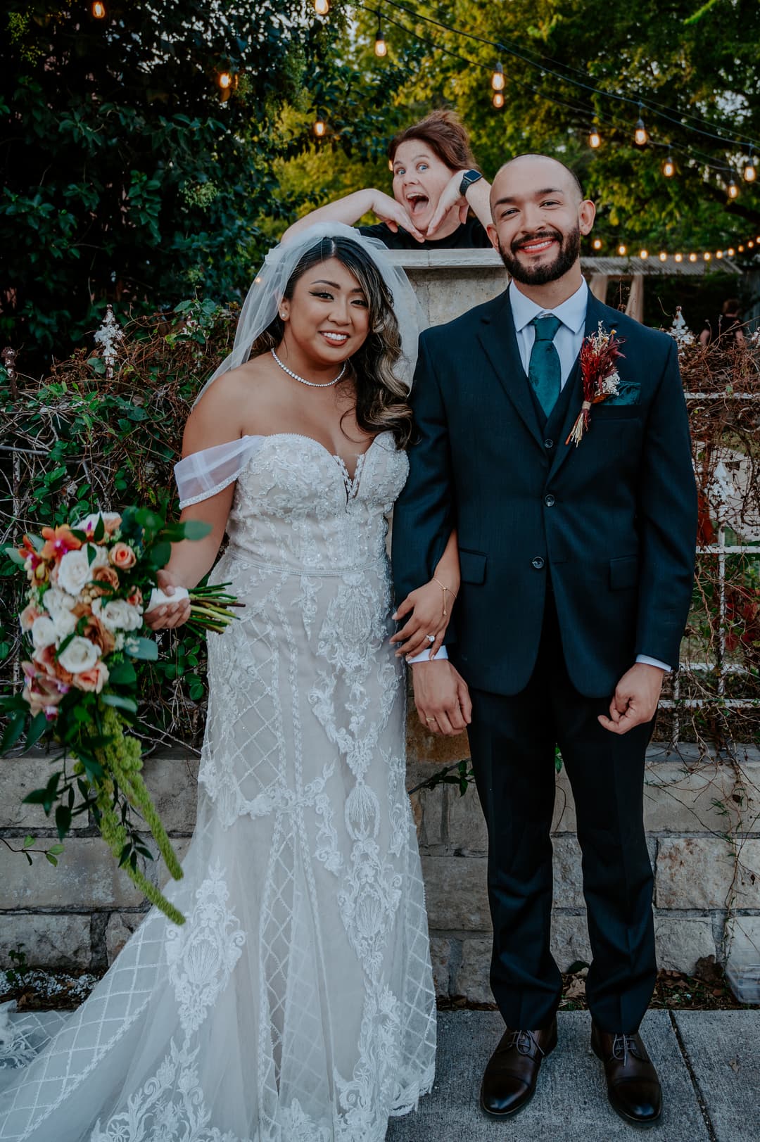 Bride & Groom with Carri owner of The Carrington