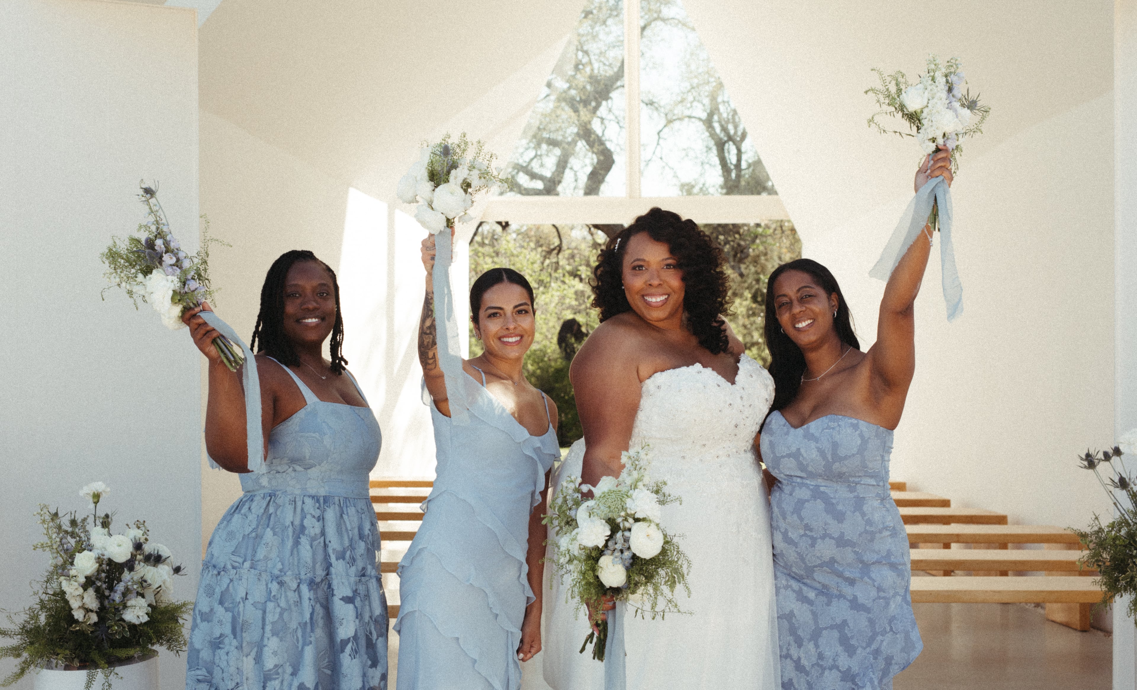 Tashira with her maid of honor and bridesmaids before the ceremony Tashira with her maid of honor and bridesmaids before the ceremony