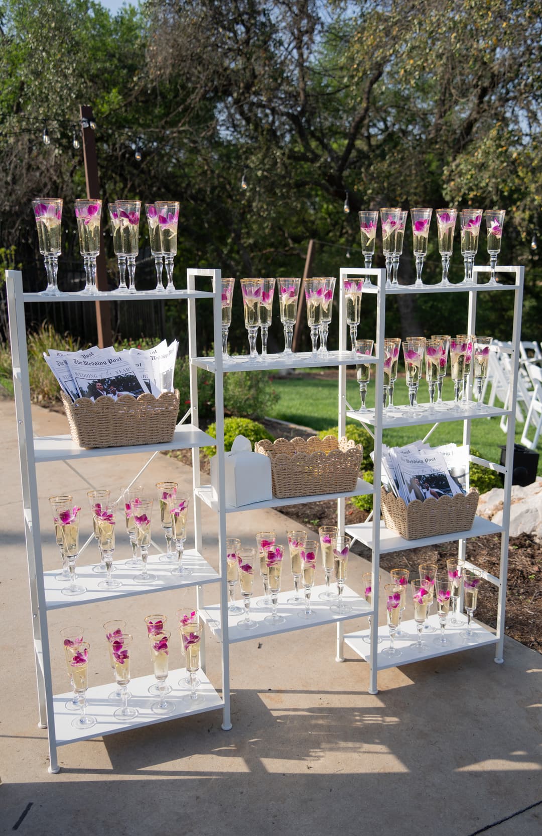 Champagne, Programs, & Favor Shelf